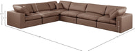 Meridian Furniture - Comfy 158" Vegan Leather Upholstered 6 Piece Modular Sectional - 188Brown-Sec6A - GreatFurnitureDeal