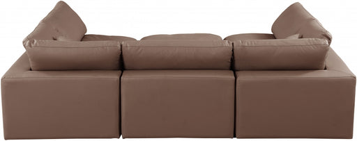 Meridian Furniture - Comfy 119" Vegan Leather Upholstered 6 Piece Modular Sectional - 188Brown-Sec6C - GreatFurnitureDeal