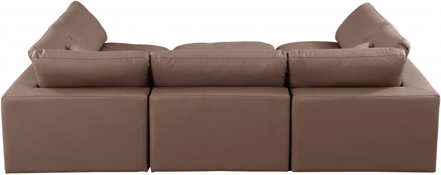 Meridian Furniture - Comfy 119" Vegan Leather Upholstered 6 Piece Modular Sectional - 188Brown-Sec6C - GreatFurnitureDeal