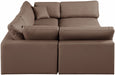 Meridian Furniture - Comfy 119" Vegan Leather Upholstered 6 Piece Modular Sectional - 188Brown-Sec6C - GreatFurnitureDeal
