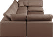 Meridian Furniture - Comfy 158" Vegan Leather Upholstered 6 Piece Modular Sectional - 188Brown-Sec6D - GreatFurnitureDeal