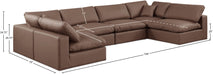 Meridian Furniture - Comfy 158" Vegan Leather Upholstered 6 Piece Modular Sectional - 188Brown-Sec6D - GreatFurnitureDeal