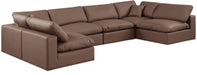 Meridian Furniture - Comfy 158" Vegan Leather Upholstered 6 Piece Modular Sectional - 188Brown-Sec6D - GreatFurnitureDeal