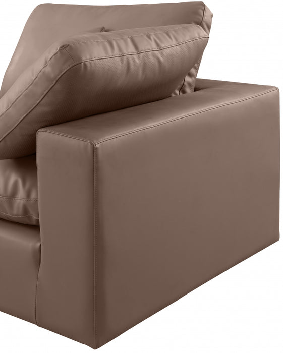 Meridian Furniture - Comfy 197" Vegan Leather Upholstered 7 Piece Modular Sectional - 188Brown-Sec7B - GreatFurnitureDeal