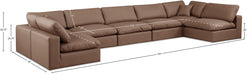 Meridian Furniture - Comfy 197" Vegan Leather Upholstered 7 Piece Modular Sectional - 188Brown-Sec7B - GreatFurnitureDeal