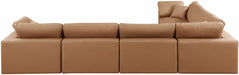 Meridian Furniture - Comfy 158" Vegan Leather Upholstered 6 Piece Modular Sectional - 188Cognac-Sec6A - GreatFurnitureDeal