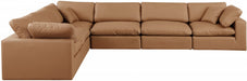 Meridian Furniture - Comfy 158" Vegan Leather Upholstered 6 Piece Modular Sectional - 188Cognac-Sec6A - GreatFurnitureDeal