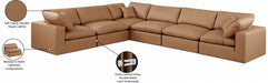 Meridian Furniture - Comfy 158" Vegan Leather Upholstered 6 Piece Modular Sectional - 188Cognac-Sec6A - GreatFurnitureDeal