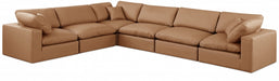 Meridian Furniture - Comfy 158" Vegan Leather Upholstered 6 Piece Modular Sectional - 188Cognac-Sec6A - GreatFurnitureDeal