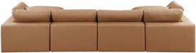 Meridian Furniture - Comfy 158" Vegan Leather Upholstered 6 Piece Modular Sectional - 188Cognac-Sec6B - GreatFurnitureDeal