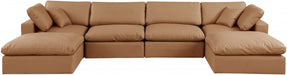 Meridian Furniture - Comfy 158" Vegan Leather Upholstered 6 Piece Modular Sectional - 188Cognac-Sec6B - GreatFurnitureDeal