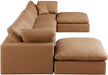 Meridian Furniture - Comfy 158" Vegan Leather Upholstered 6 Piece Modular Sectional - 188Cognac-Sec6B - GreatFurnitureDeal