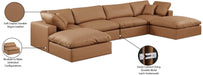 Meridian Furniture - Comfy 158" Vegan Leather Upholstered 6 Piece Modular Sectional - 188Cognac-Sec6B - GreatFurnitureDeal
