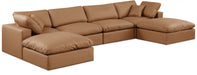 Meridian Furniture - Comfy 158" Vegan Leather Upholstered 6 Piece Modular Sectional - 188Cognac-Sec6B - GreatFurnitureDeal