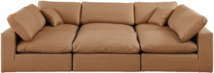 Meridian Furniture - Comfy 119" Vegan Leather Upholstered 6 Piece Modular Sectional - 188Cognac-Sec6C - GreatFurnitureDeal