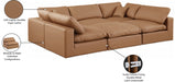 Meridian Furniture - Comfy 119" Vegan Leather Upholstered 6 Piece Modular Sectional - 188Cognac-Sec6C - GreatFurnitureDeal