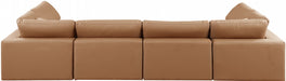 Meridian Furniture - Comfy 158" Vegan Leather Upholstered 6 Piece Modular Sectional - 188Cognac-Sec6D - GreatFurnitureDeal