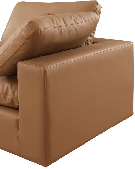 Meridian Furniture - Comfy 158" Vegan Leather Upholstered 6 Piece Modular Sectional - 188Cognac-Sec6D - GreatFurnitureDeal
