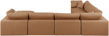 Meridian Furniture - Comfy 158" Vegan Leather Upholstered 7 Piece Modular Sectional - 188Cognac-Sec7A - GreatFurnitureDeal