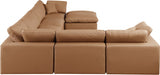 Meridian Furniture - Comfy 158" Vegan Leather Upholstered 7 Piece Modular Sectional - 188Cognac-Sec7A - GreatFurnitureDeal