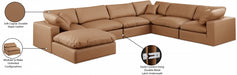 Meridian Furniture - Comfy 158" Vegan Leather Upholstered 7 Piece Modular Sectional - 188Cognac-Sec7A - GreatFurnitureDeal