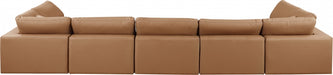 Meridian Furniture - Comfy 197" Vegan Leather Upholstered 7 Piece Modular Sectional - 188Cognac-Sec7B - GreatFurnitureDeal