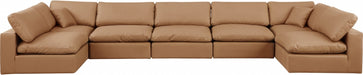 Meridian Furniture - Comfy 197" Vegan Leather Upholstered 7 Piece Modular Sectional - 188Cognac-Sec7B - GreatFurnitureDeal