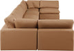Meridian Furniture - Comfy 197" Vegan Leather Upholstered 7 Piece Modular Sectional - 188Cognac-Sec7B - GreatFurnitureDeal