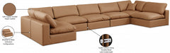 Meridian Furniture - Comfy 197" Vegan Leather Upholstered 7 Piece Modular Sectional - 188Cognac-Sec7B - GreatFurnitureDeal
