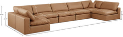 Meridian Furniture - Comfy 197" Vegan Leather Upholstered 7 Piece Modular Sectional - 188Cognac-Sec7B - GreatFurnitureDeal