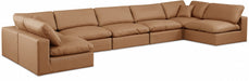 Meridian Furniture - Comfy 197" Vegan Leather Upholstered 7 Piece Modular Sectional - 188Cognac-Sec7B - GreatFurnitureDeal