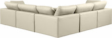 Meridian Furniture - Comfy 119" Vegan Leather Upholstered 5 Piece Modular Sectional - 188Cream-Sec5C - GreatFurnitureDeal