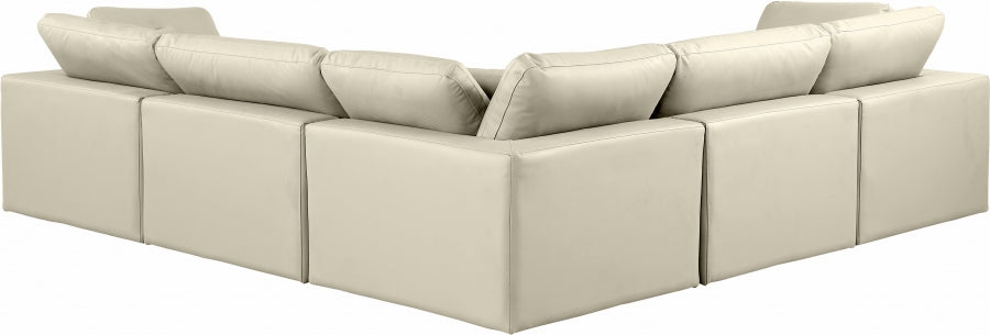 Meridian Furniture - Comfy 119" Vegan Leather Upholstered 5 Piece Modular Sectional - 188Cream-Sec5C - GreatFurnitureDeal
