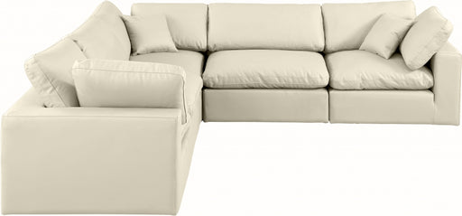 Meridian Furniture - Comfy 119" Vegan Leather Upholstered 5 Piece Modular Sectional - 188Cream-Sec5C - GreatFurnitureDeal