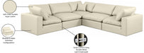 Meridian Furniture - Comfy 119" Vegan Leather Upholstered 5 Piece Modular Sectional - 188Cream-Sec5C - GreatFurnitureDeal