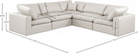 Meridian Furniture - Comfy 119" Vegan Leather Upholstered 5 Piece Modular Sectional - 188Cream-Sec5C - GreatFurnitureDeal