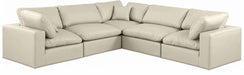 Meridian Furniture - Comfy 119" Vegan Leather Upholstered 5 Piece Modular Sectional - 188Cream-Sec5C - GreatFurnitureDeal