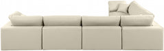 Meridian Furniture - Comfy 158" Vegan Leather Upholstered 6 Piece Modular Sectional - 188Cream-Sec6A - GreatFurnitureDeal