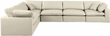 Meridian Furniture - Comfy 158" Vegan Leather Upholstered 6 Piece Modular Sectional - 188Cream-Sec6A - GreatFurnitureDeal