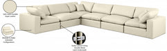 Meridian Furniture - Comfy 158" Vegan Leather Upholstered 6 Piece Modular Sectional - 188Cream-Sec6A - GreatFurnitureDeal