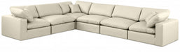 Meridian Furniture - Comfy 158" Vegan Leather Upholstered 6 Piece Modular Sectional - 188Cream-Sec6A - GreatFurnitureDeal