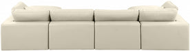 Meridian Furniture - Comfy 158" Vegan Leather Upholstered 6 Piece Modular Sectional - 188Cream-Sec6B - GreatFurnitureDeal