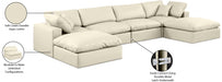 Meridian Furniture - Comfy 158" Vegan Leather Upholstered 6 Piece Modular Sectional - 188Cream-Sec6B - GreatFurnitureDeal
