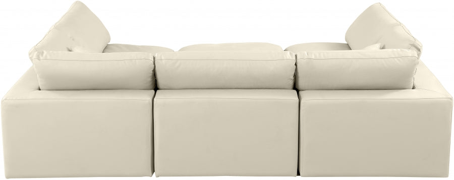 Meridian Furniture - Comfy 119" Vegan Leather Upholstered 6 Piece Modular Sectional - 188Cream-Sec6C - GreatFurnitureDeal