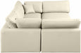 Meridian Furniture - Comfy 119" Vegan Leather Upholstered 6 Piece Modular Sectional - 188Cream-Sec6C - GreatFurnitureDeal