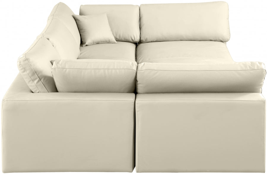 Meridian Furniture - Comfy 119" Vegan Leather Upholstered 6 Piece Modular Sectional - 188Cream-Sec6C - GreatFurnitureDeal