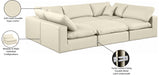 Meridian Furniture - Comfy 119" Vegan Leather Upholstered 6 Piece Modular Sectional - 188Cream-Sec6C - GreatFurnitureDeal
