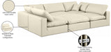 Meridian Furniture - Comfy 119" Vegan Leather Upholstered 6 Piece Modular Sectional - 188Cream-Sec6C - GreatFurnitureDeal
