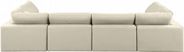 Meridian Furniture - Comfy 158" Vegan Leather Upholstered 6 Piece Modular Sectional - 188Cream-Sec6D - GreatFurnitureDeal