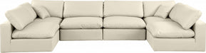 Meridian Furniture - Comfy 158" Vegan Leather Upholstered 6 Piece Modular Sectional - 188Cream-Sec6D - GreatFurnitureDeal